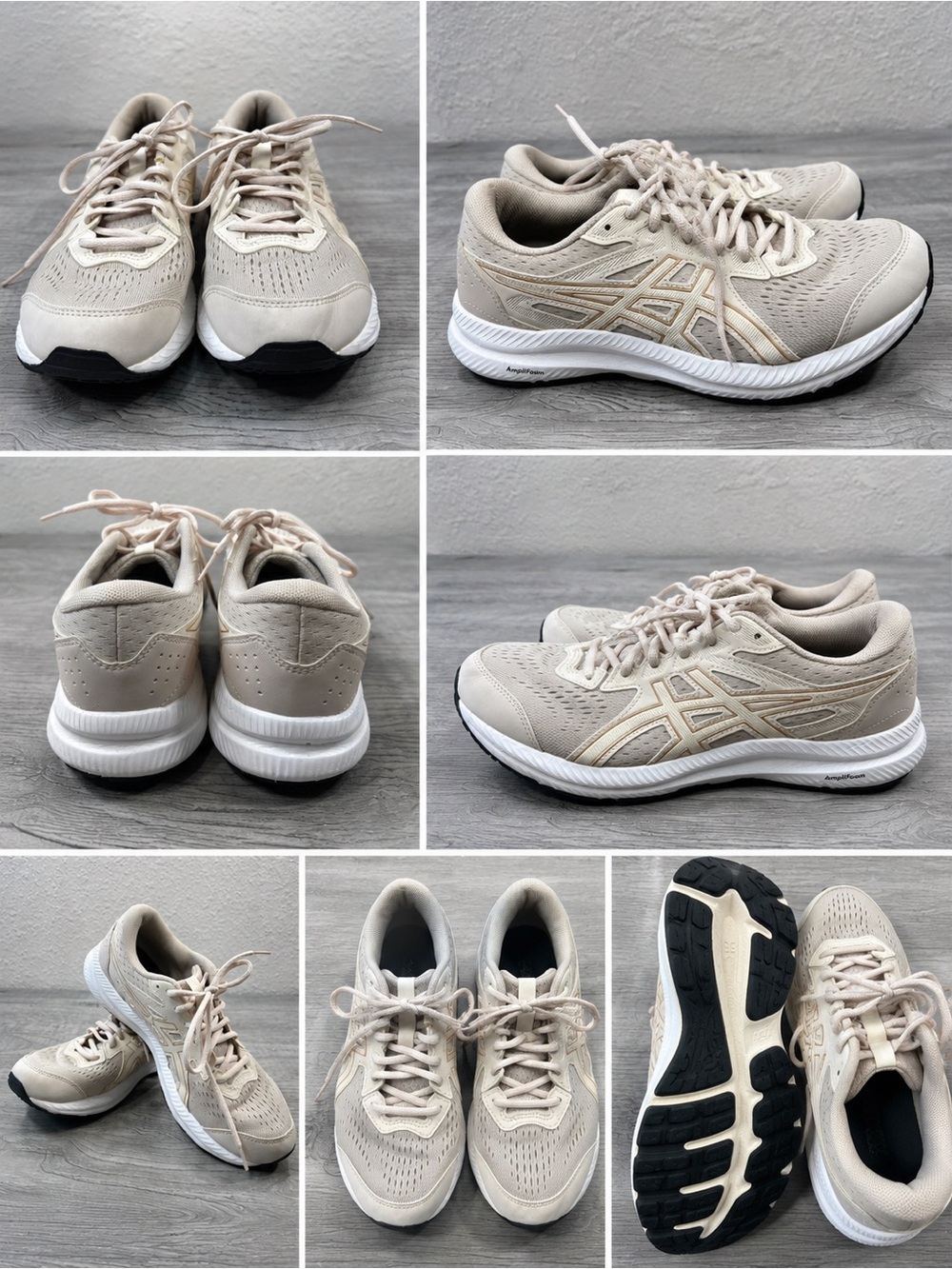 ASICS Women's Beige Running Sneakers - Lightweight Comfort Size 9